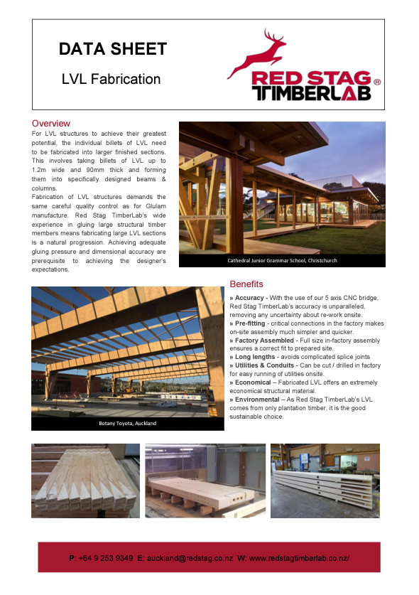 LVL fabrication data sheet